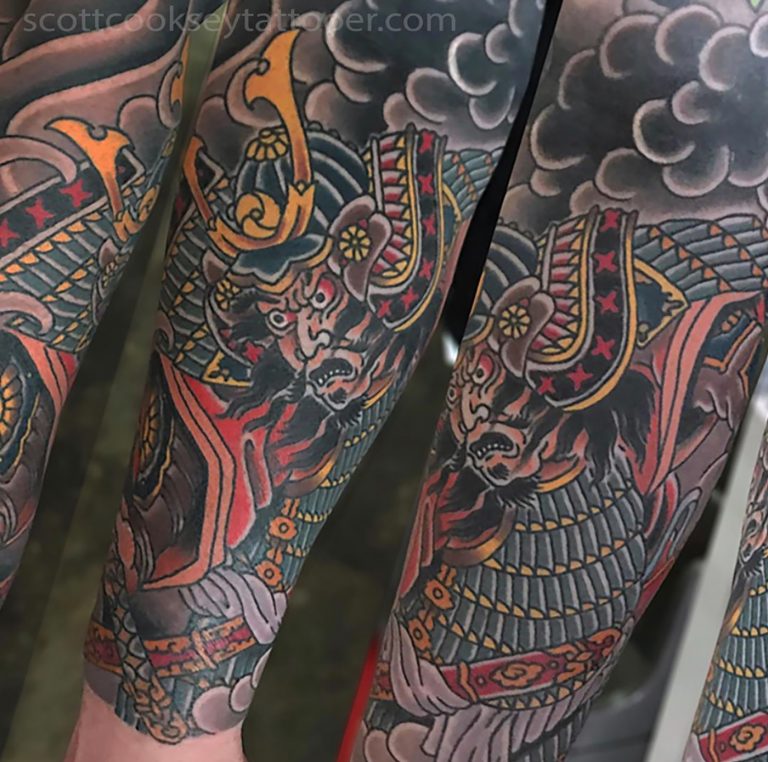 Japanese samurai tattoo by Scott Cooksey