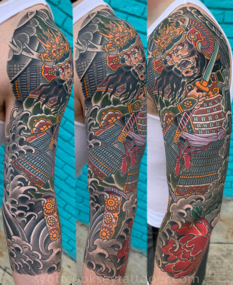Traditional japanese samurai tattoo by Scott Cooksey