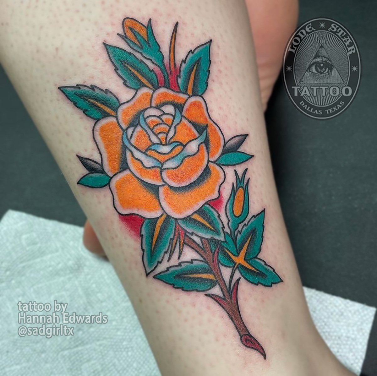 dallas-traditonal-tattoo-yellow-rose-of-texas