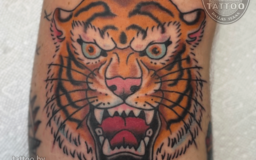 Dallas traditional tattoo tiger head