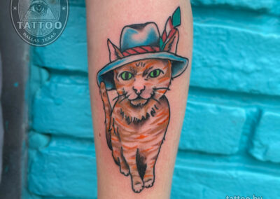 dallas traditional tattoo cat portrait