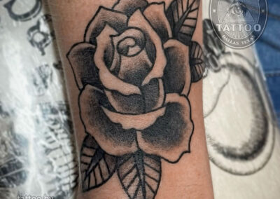 dallas traditional tattoo blackwork rose