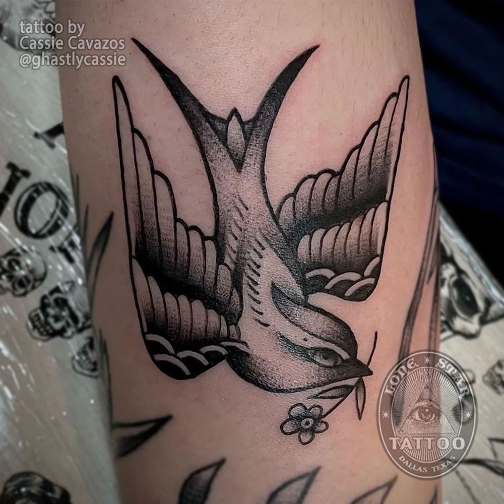 dallas traditional tattoo blackwork sparrow