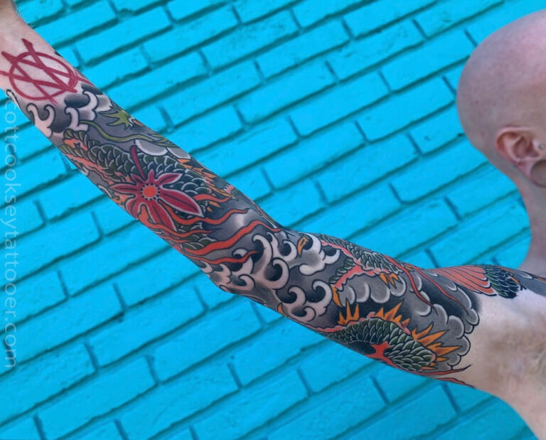 Japanese sleeve tattoo by Scott Cooksey