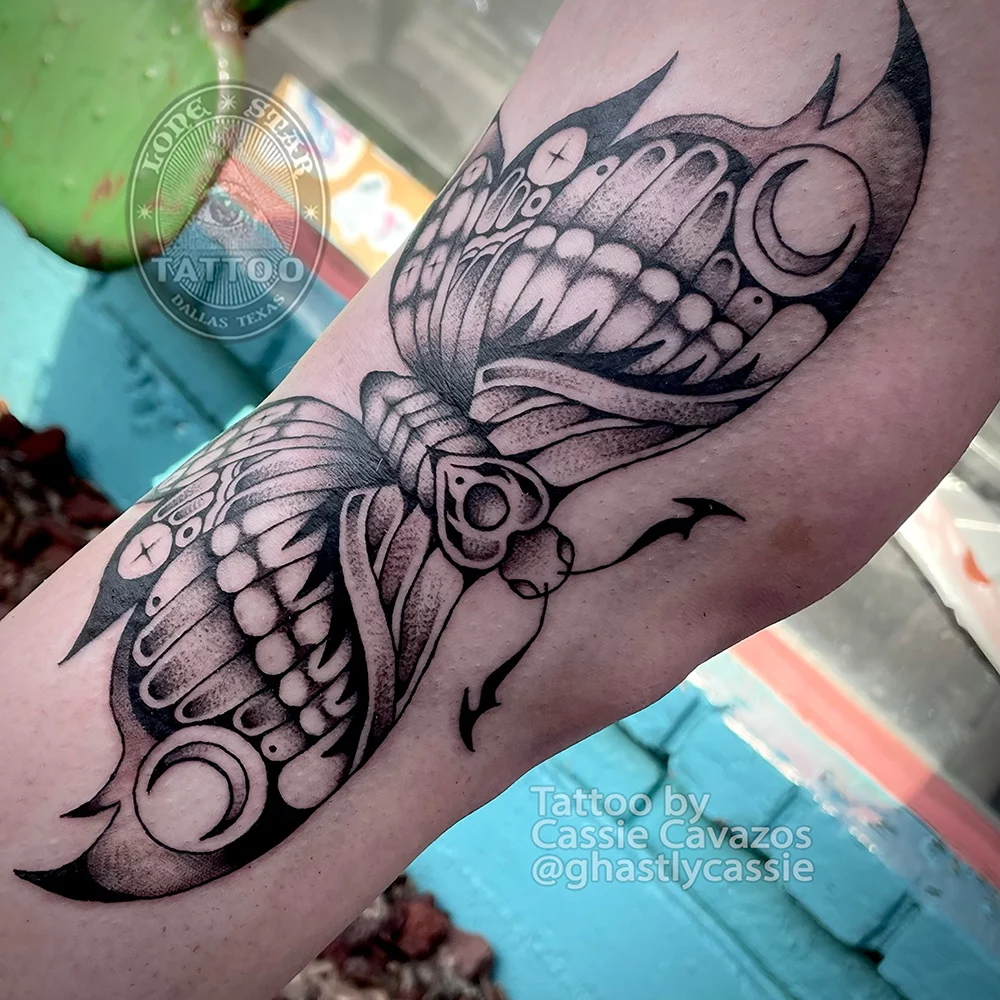 blackwork tattoo dallas butterfly dark