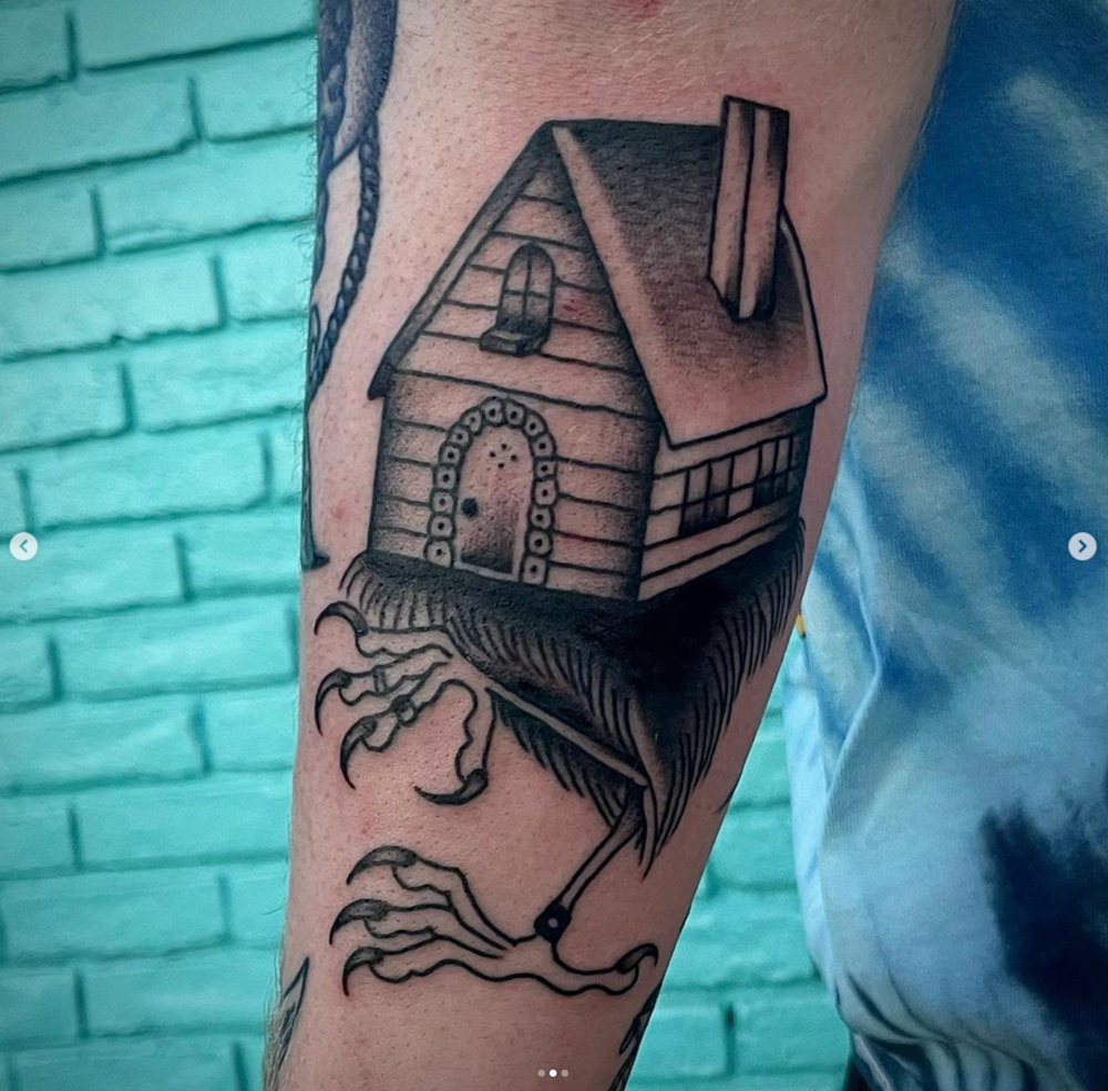 blackwork tattoo dallas dark haunted house