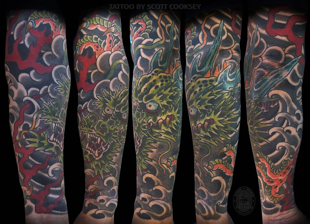 dallas japanese tattoo irezumi dragon sleeve