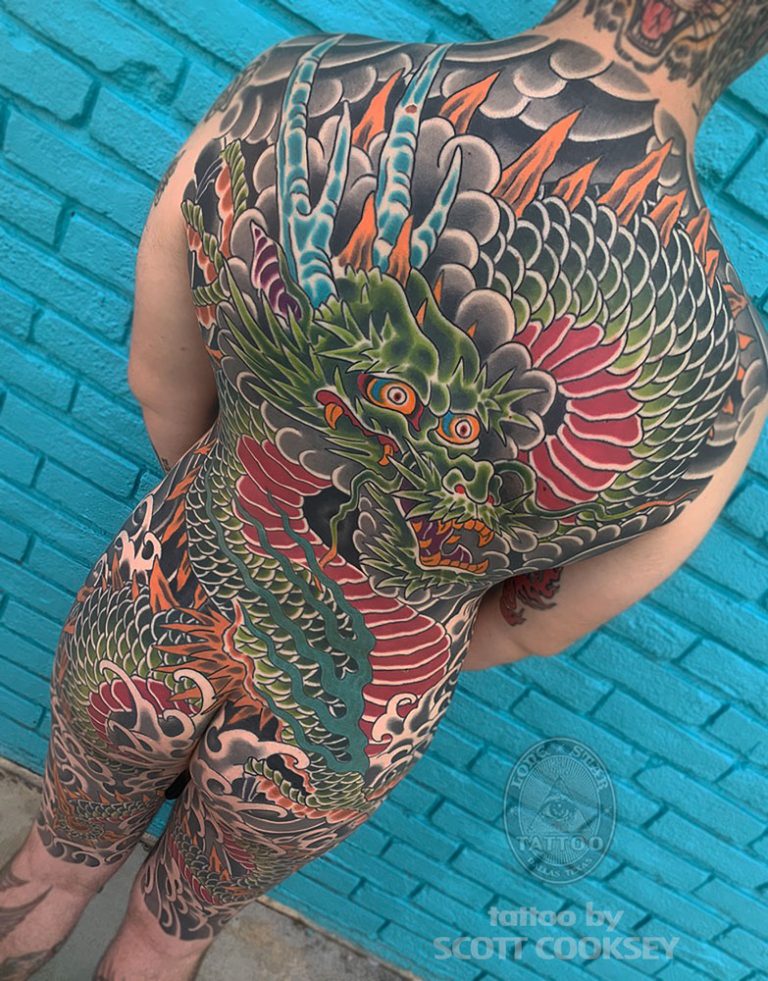 Dragon backpiece japanese irezumi tattoo by Scott Cooksey