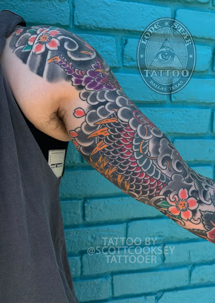 dragon blossom sleeve dallas japanese tattoo irezumi