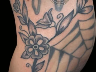 josefhine flower vine blackwork tattoo dallas