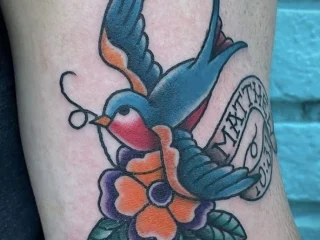 josefhine swallow flower tattoo dallas traditional