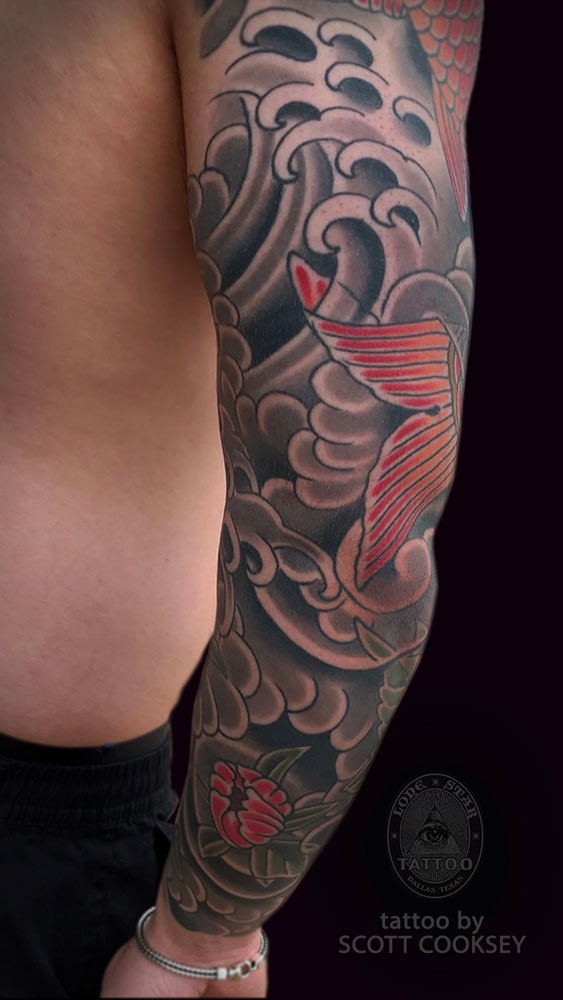 koi sleeve peony dallas japanese tattoo irezumi