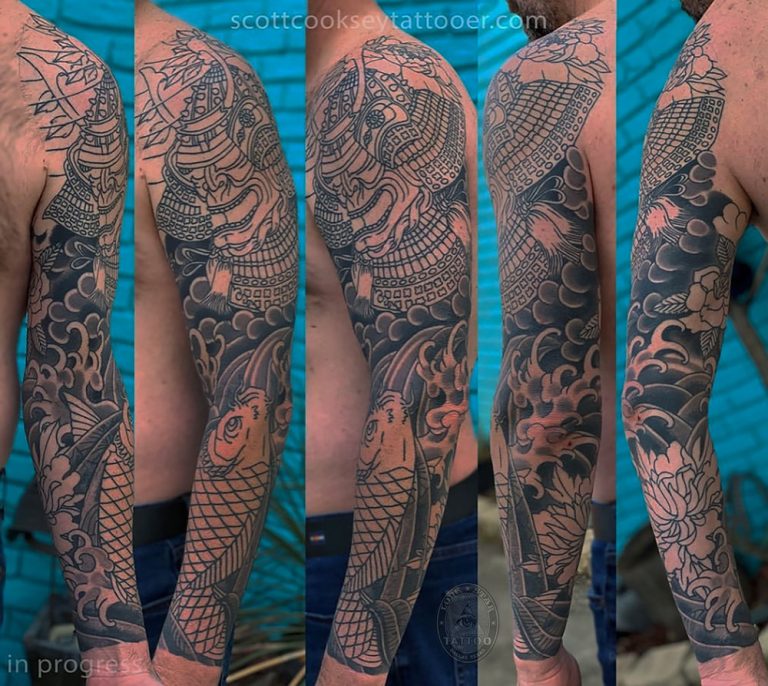 Samurai koi japanese irezumi tattoo by Scott Cooksey
