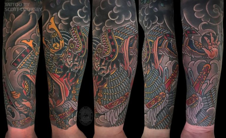 Samurai sleeve japanese irezumi tattoo by Scott Cooksey