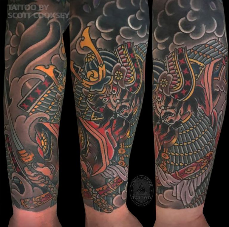 Samurai sleeve japanese irezumi tattoo by Scott Cooksey