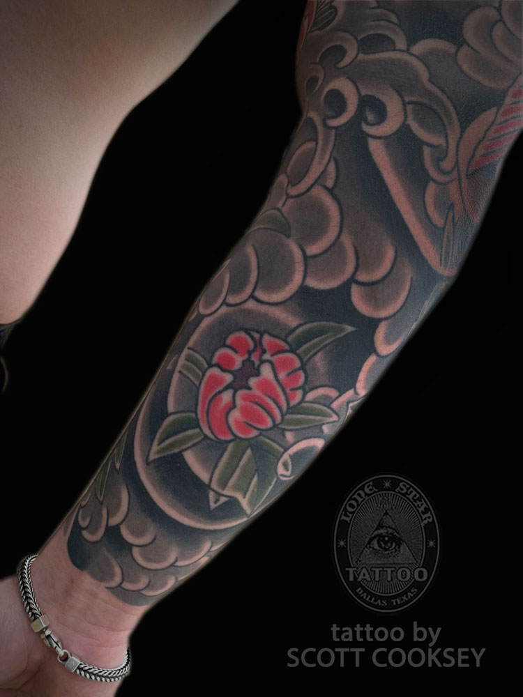 sleeve peony koi dallas japanese tattoo irezumi