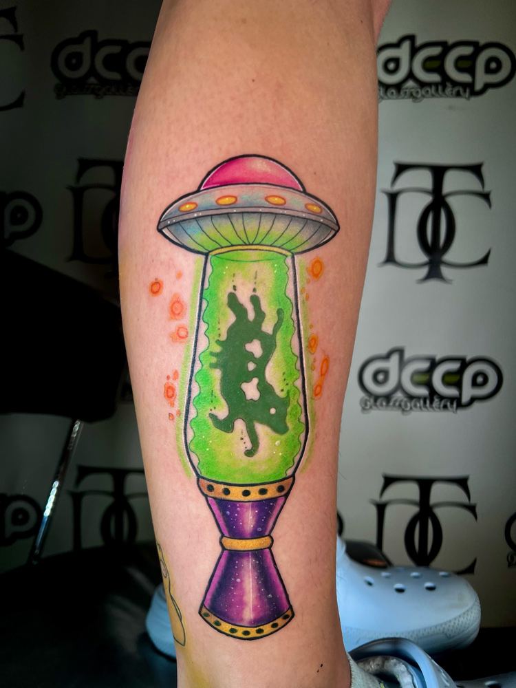 tattoo dallas lamp alien cow
