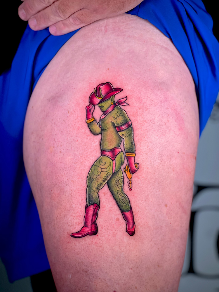 tattoo dallas pinup cowboy alien