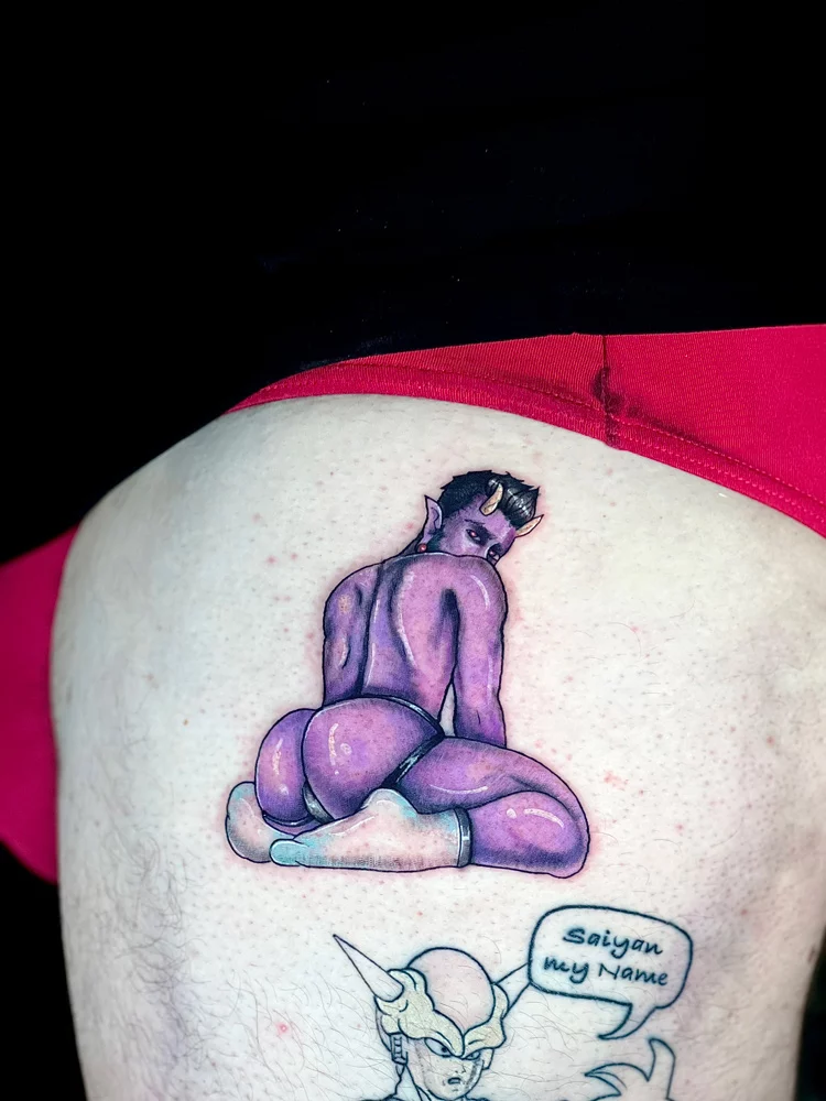 tattoo dallas purple demon guy