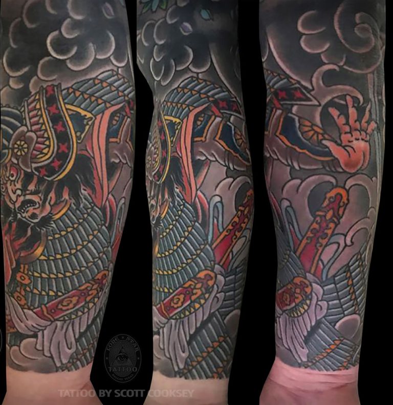 Samurai sleeve japanese irezumi tattoo by Scott Cooksey