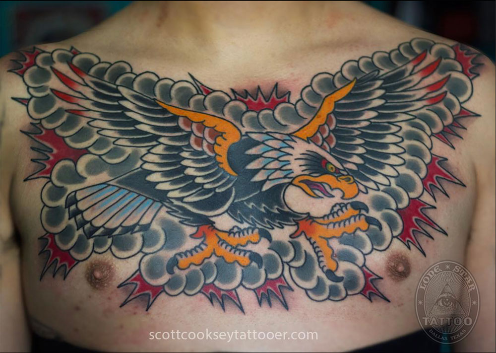 traditional tattoo dallas eagle chest