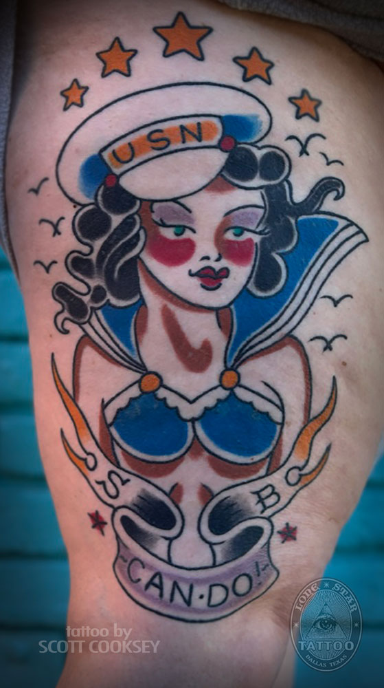 traditional tattoo dallas navy pin up girl seabees