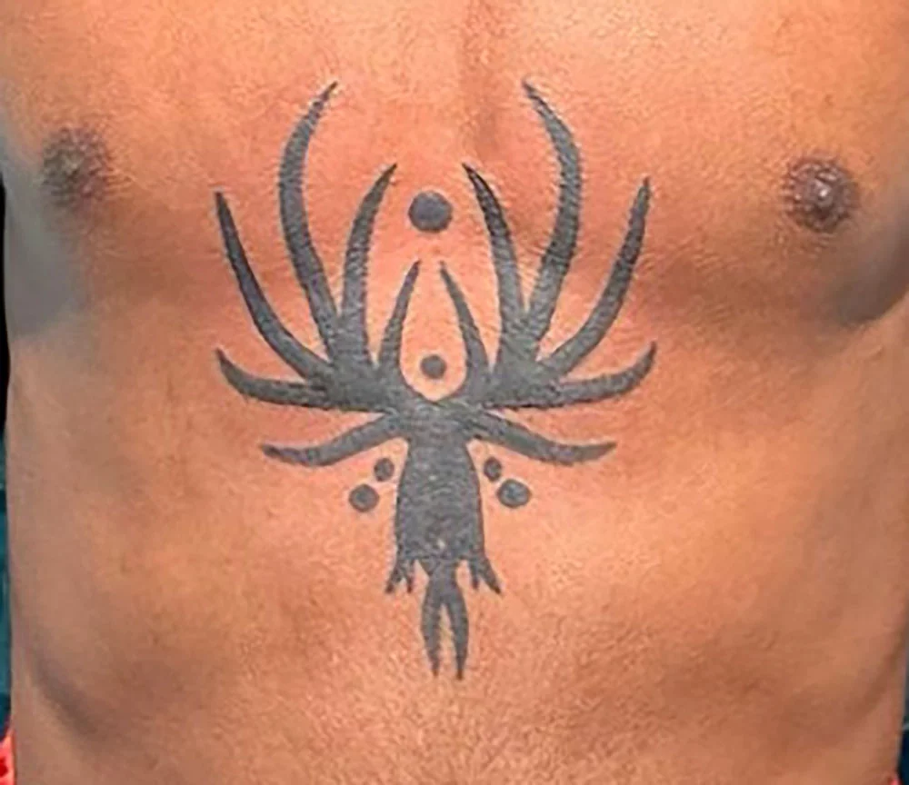tribal deer tattoo dallas blackwork