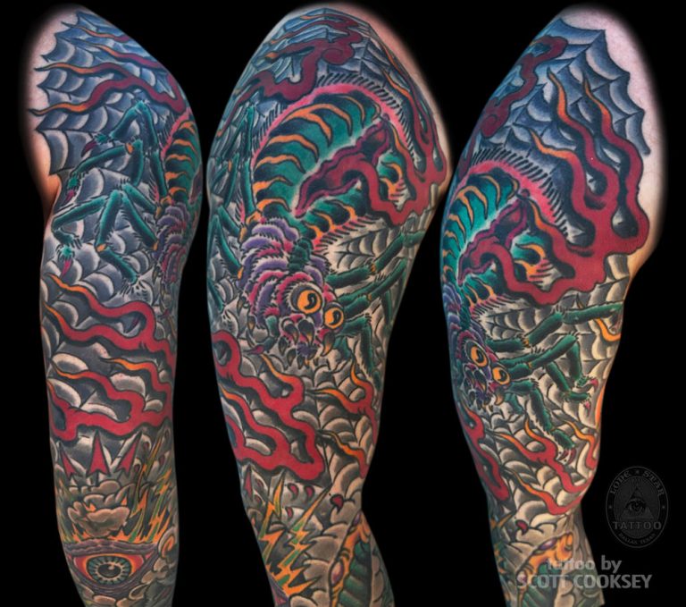 Tsuchigumo yokai spider japanese irezumi tattoo by Scott Cooksey