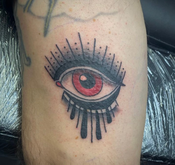 dallas tattoo blackwork fineline all seeing eye traditionla