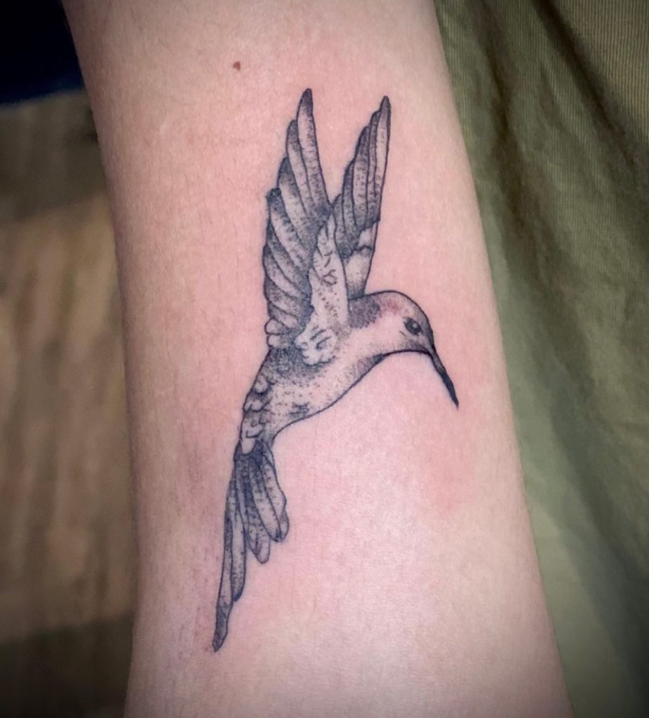dallas tattoo blackwork fineline bird