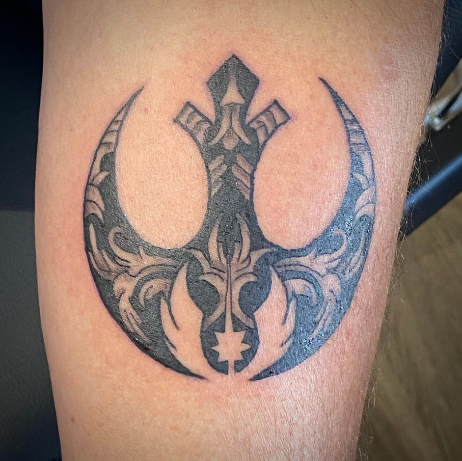 dallas tattoo blackwork fineline starwars rebel alliance