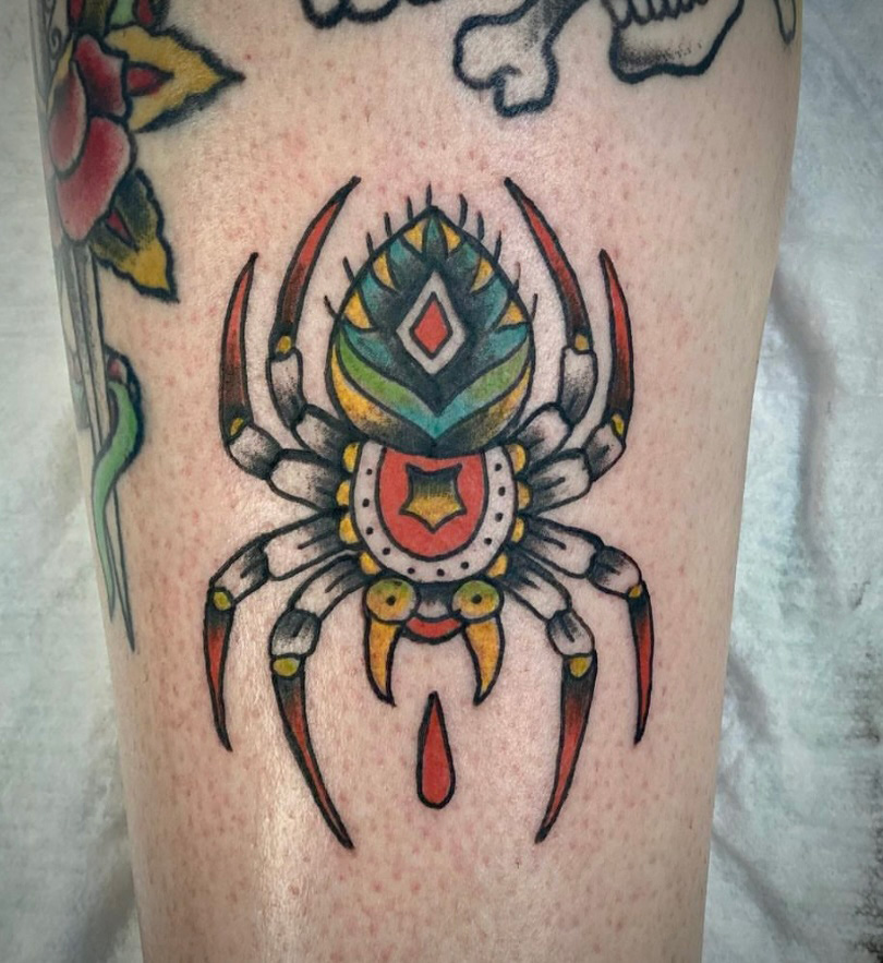 dallas tattoo traditional spider